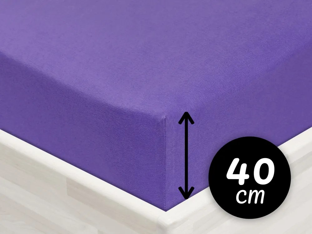 Jersey napínacie prestieradlo na extra vysoký matrac JR-013 Fialové 140 x 200 - výška 40 cm