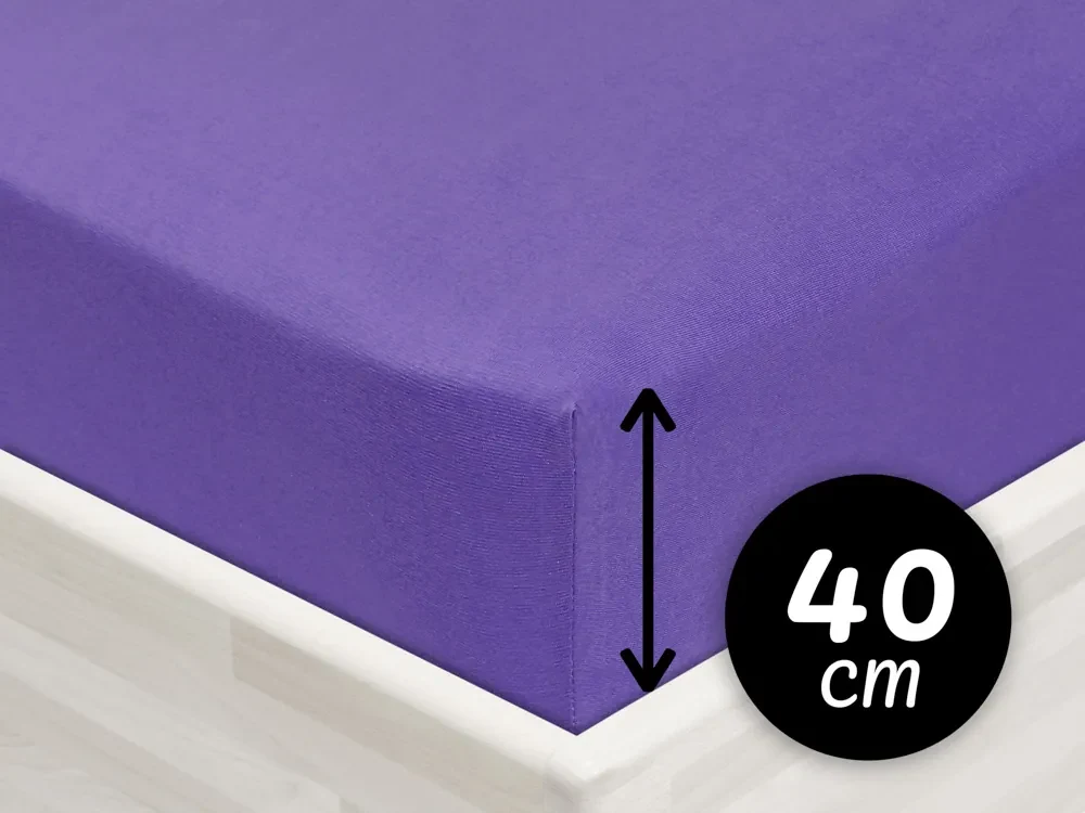 Jersey napínacie prestieradlo na extra vysoký matrac JR-013 Fialové 160 x 200 - výška 40 cm