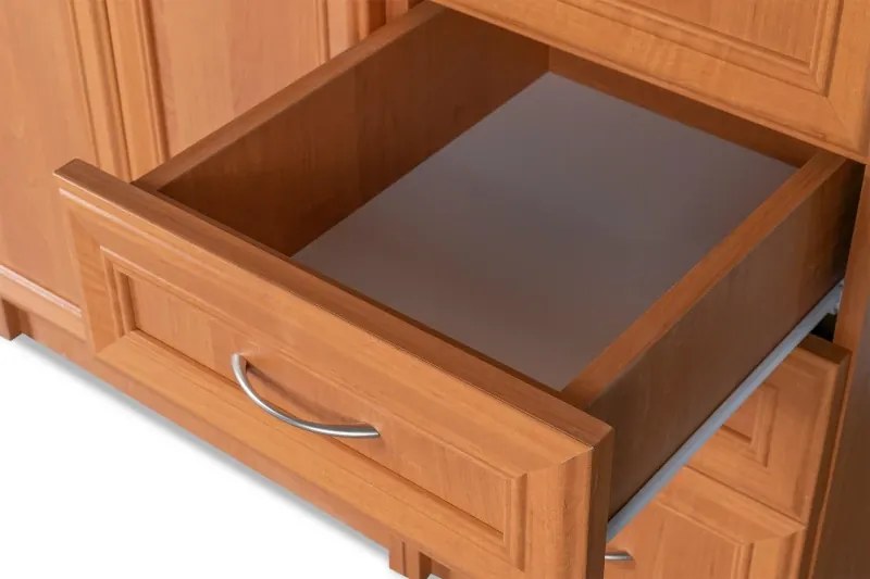 Kuchynská linka Ramiak 180/240, jelša / jelša, sklo oblúčik, u10 satyna, marmur lux