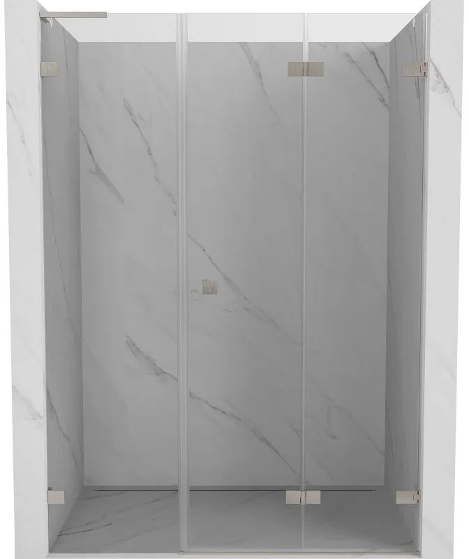 Mexen Lunar-F, L pravé sklápacie sprchové dvere 145 cm, 8mm číre sklo, oceľový profil, 836SL-145-050-97-00-P