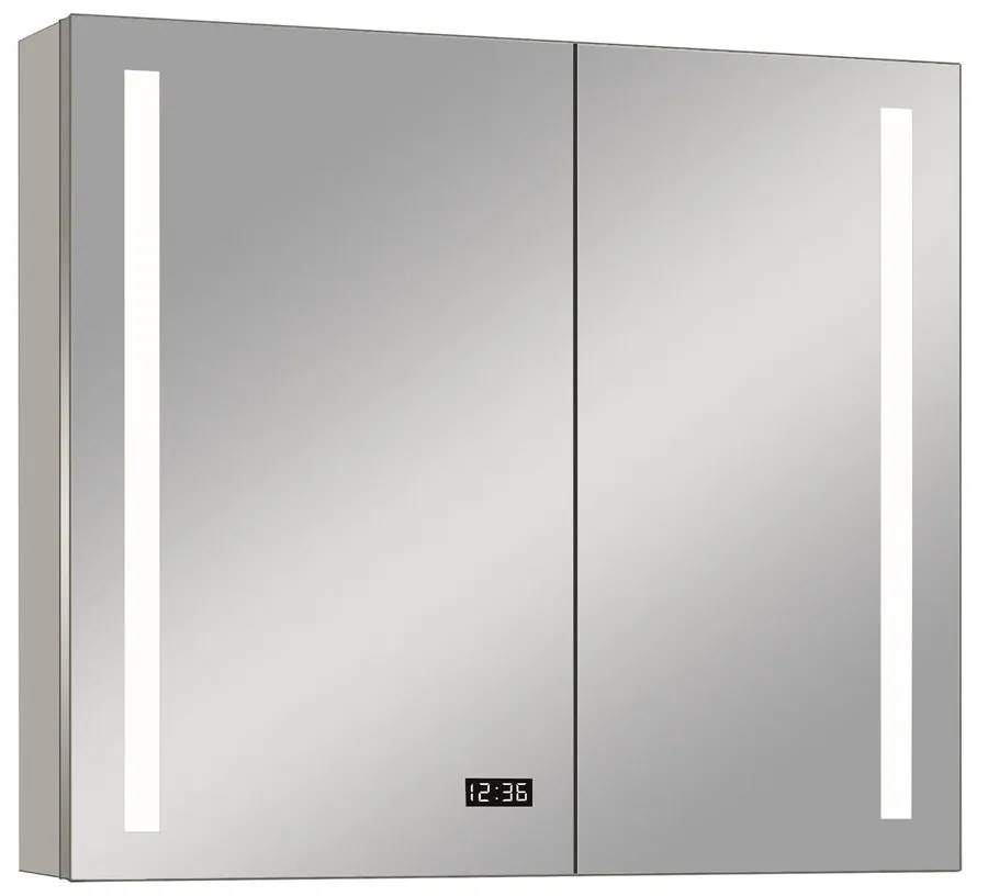 Aluminio Sun Zrkadlová skrinka s LED osvetlením, 100 × 70 × 13 cm, strieborná