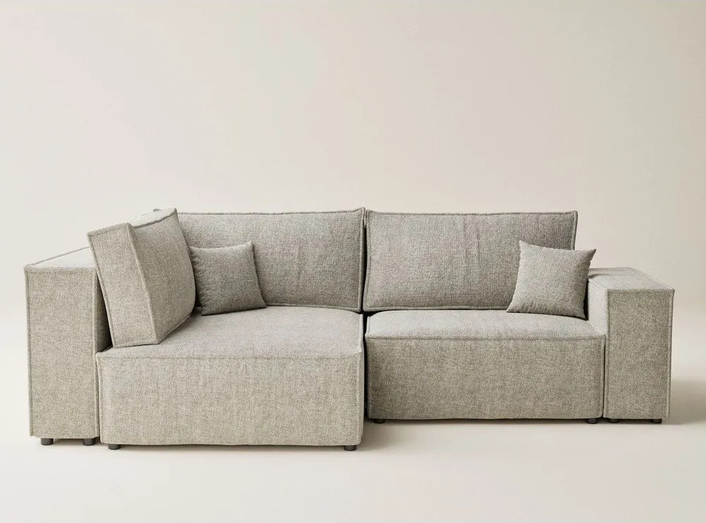 Béžová ženilková rozkladacia/s úložným priestorom rohová pohovka (ľavý roh/do L) Tonga – Maison de Rêve