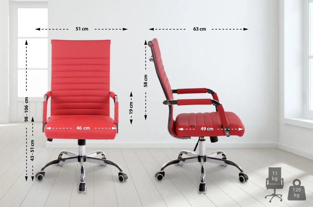 Design-Shop Kancelárska stolička Amadora - koženka - Červená