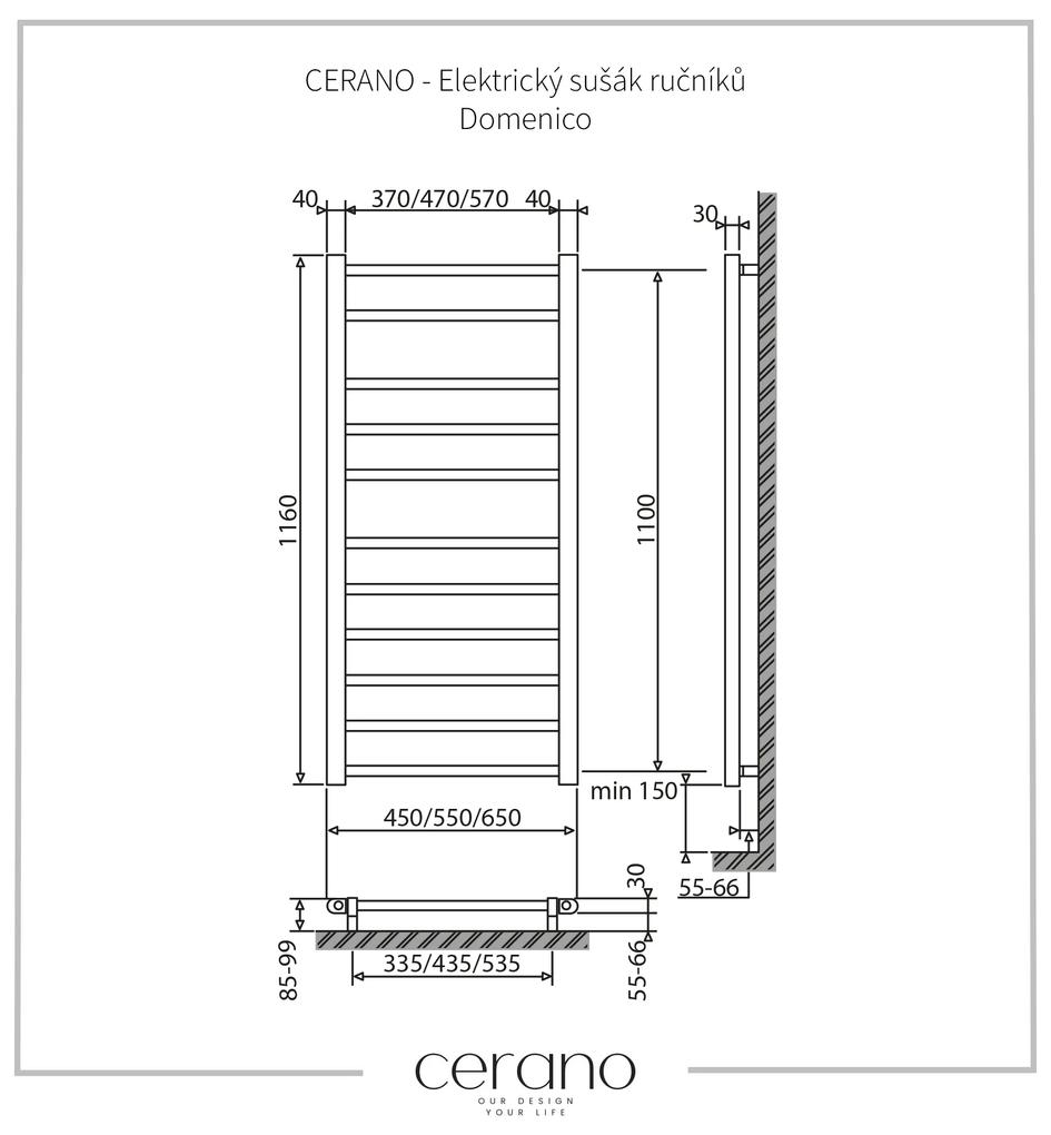 Cerano Domenico, elektrický sušiak uterákov 1160x550 mm, 187W, biela, CER-LIV-W-ER-11-55