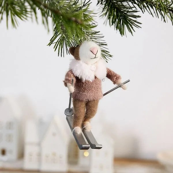 Vianočná ozdoba PETTIES morčiatko na lyžiach 864013