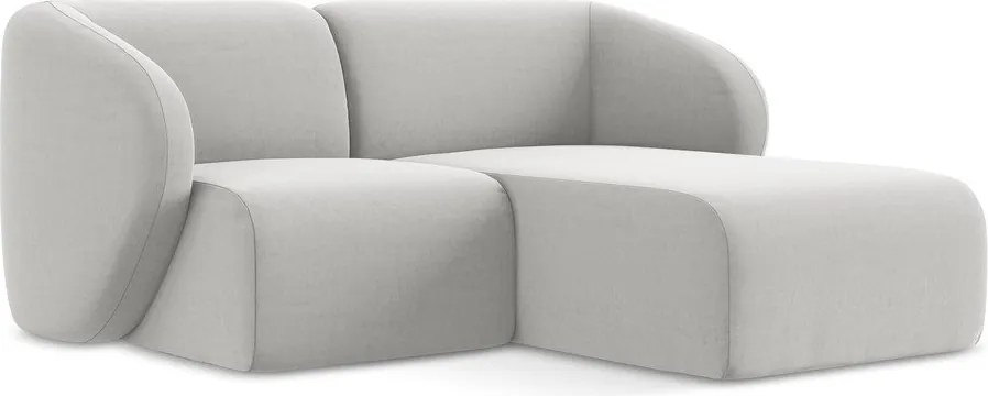 Svetlosivá zamatová rohová pohovka (pravý roh/s leňoškou) Lani – Makamii