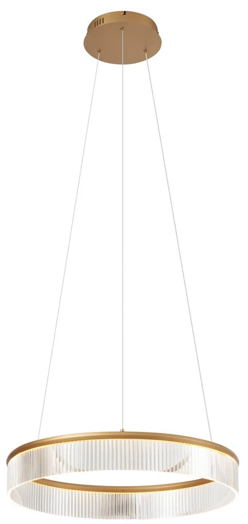 Moderné závesné svietidlo mosadzné 59cm vrátane LED s 3-stupňovým stmievaním - Anello Chandelier