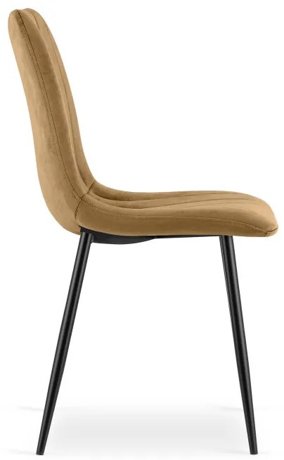 Set štyroch jedálenských stoličiek LAVA zamatové, hnedé / čierne nohy (4 ks)