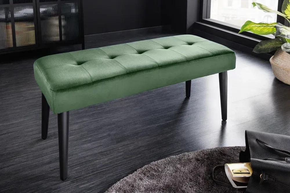 Invicta Interior -  Elegantná lavica BOUTIQUE 95 cm, zelená, zamat