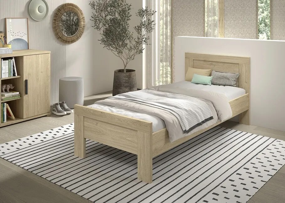 Detská jednolôžková posteľ Forli v dubovom vzhľade z MDF 90x200cm