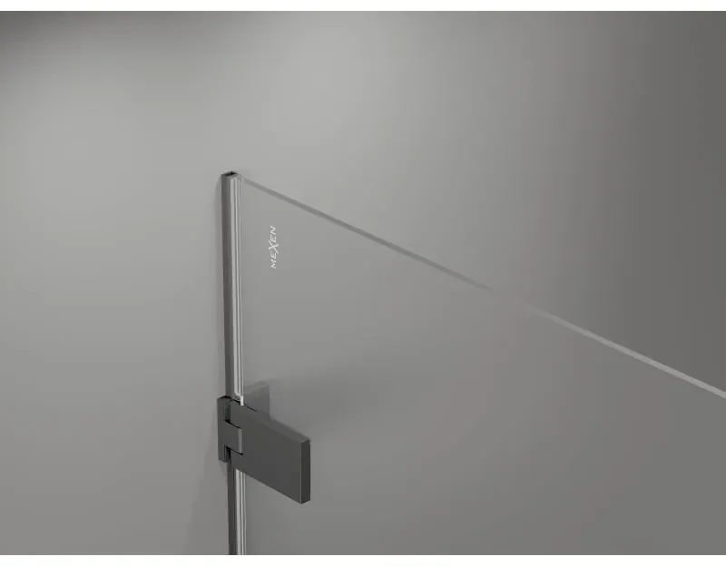 Mexen Lunar-F L, skladací sprchový kút ľavý 100 x 70 cm, 8mm číre sklo, grafitový profil, 836L-100-070-95-00-L