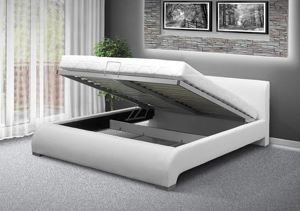 Nabytekmorava Luxusná posteľ SEINA NEW 200x120cm farba čalúnenia: eko koža biela