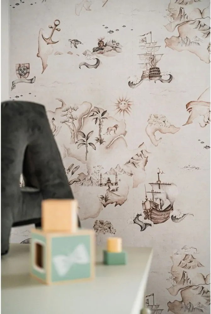 Tapeta príbehy z mora béžová 280x100 cm