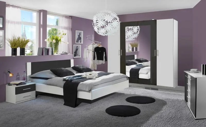 Zostava spálne Nora 180x200 cm, biela/grafitová