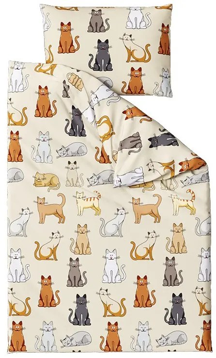 Flanelové obliečky COLORED CATS krémové Rozmer obliečky: 2 ks 70 x 90 cm | 200 x 220 cm
