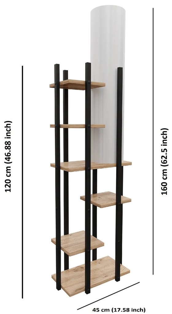 Stojacia lampa Nora IV čierna/prírodný dub