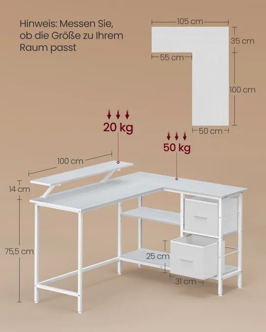 Rohový kancelársky stôl s dvoma boxami LWD098W01