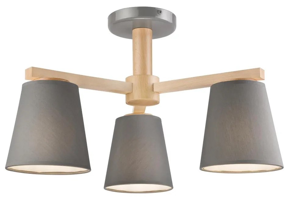 Lamkur Prisadený luster ELLIE 3xE27/60W/230V šedá/buk LA37790