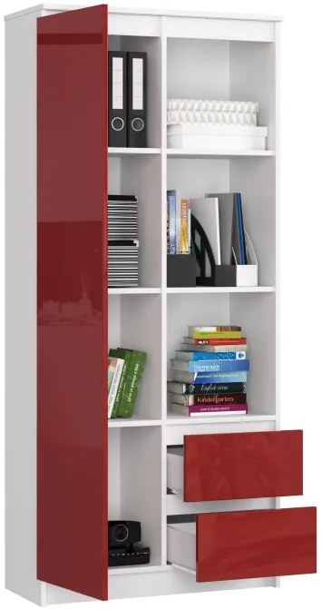Regál R11 R80 1D 2SZ CLP biely / červený lesk