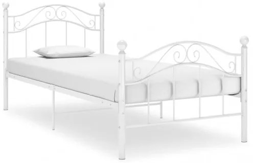 vidaXL Posteľný rám biely kovový 100x200 cm-