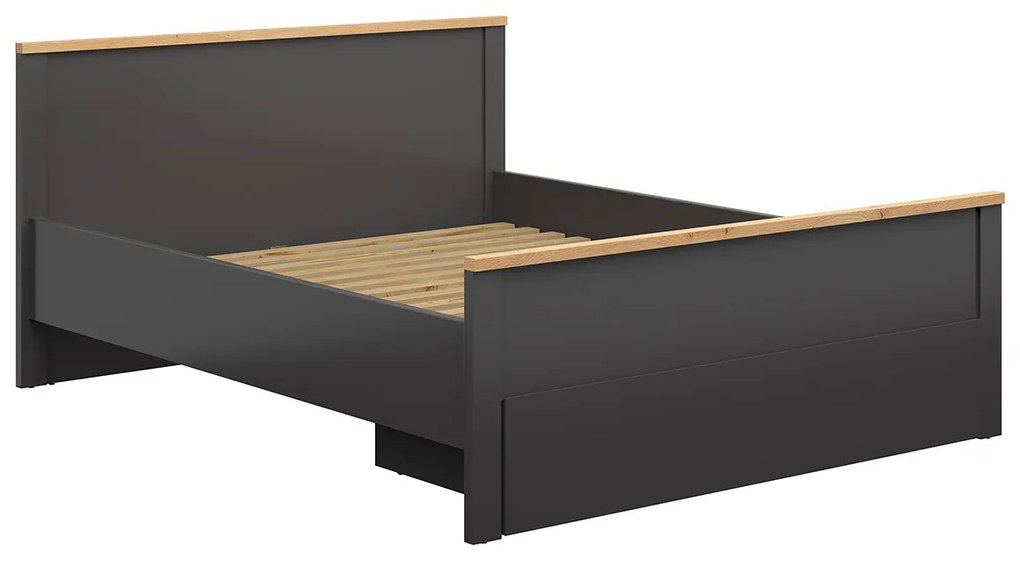 Manželská posteľ 160 cm BRW Hesen LOZ1S/140 (grafit + dub artisan). Akcia -17%. Vlastná spoľahlivá doprava až k Vám domov. 1062513