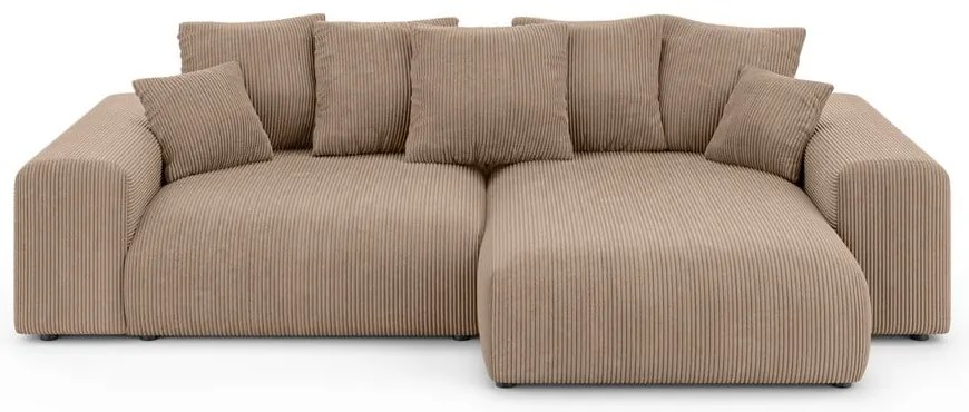 Béžová menčestrová rozkladacia rohová pohovka s úložným priestorom (variabilný roh) Luma – Ropez