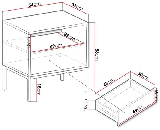 Nočný stolík MONO 56x54 cm béžová/čierna