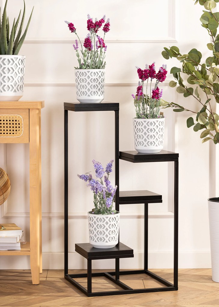 STOJAN NA KVETINÁČ KASKADA 79X40X40 CM ČIERNA