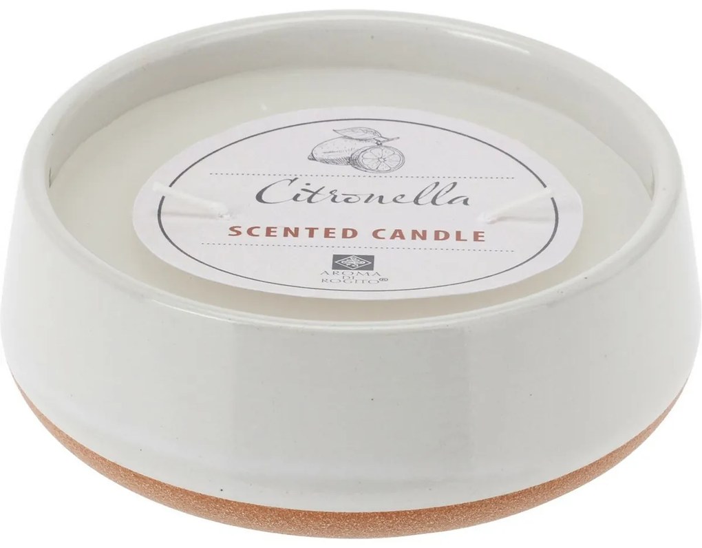 Repelentná sviečka Citronella, biela, 420 g, 12 x 4,5 cm