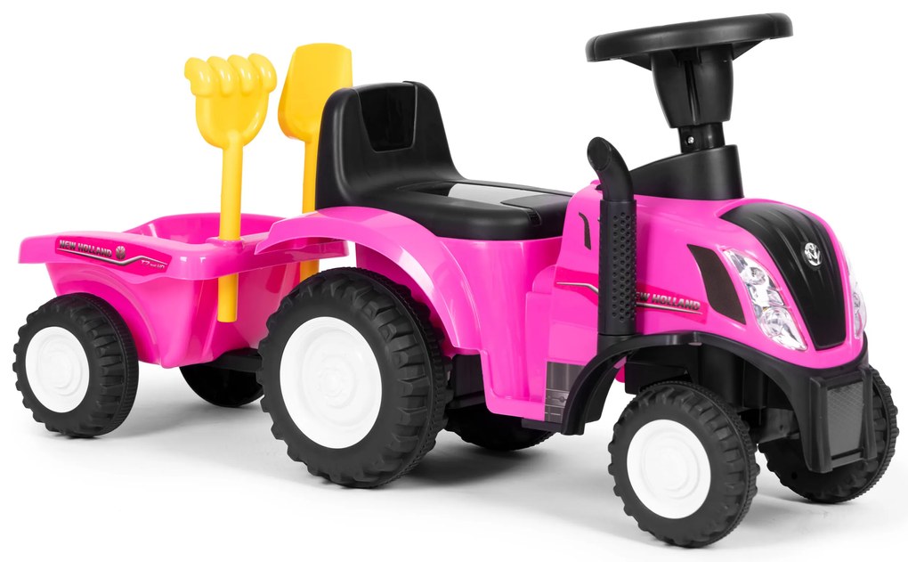 Traktor s prívesom, interaktívne zvuky volantu pre deti, ružová