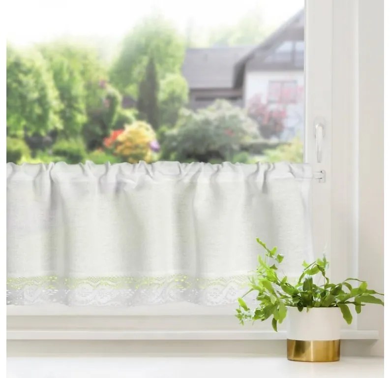 DECOREUM Záclona s čipkovým vzorom 150 cm x 30 cm biela 60% bavlna 40% polyester 98407