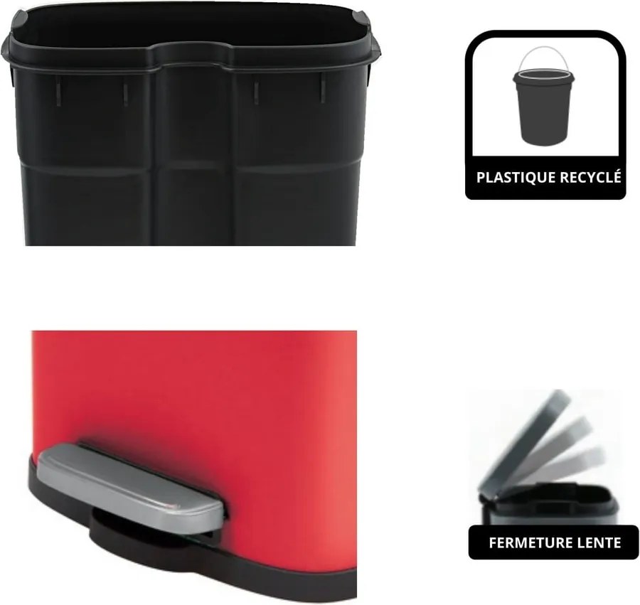 Červený nášľapný oceľový odpadkový kôš 5 l Akira – Spirella