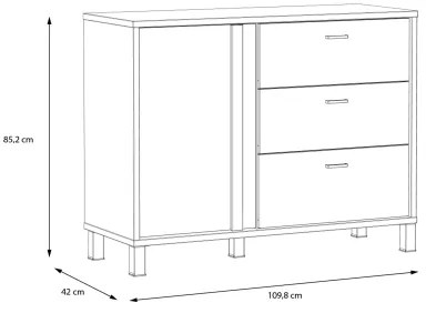 Komoda s zásuvkami OREN hnedá/čierna