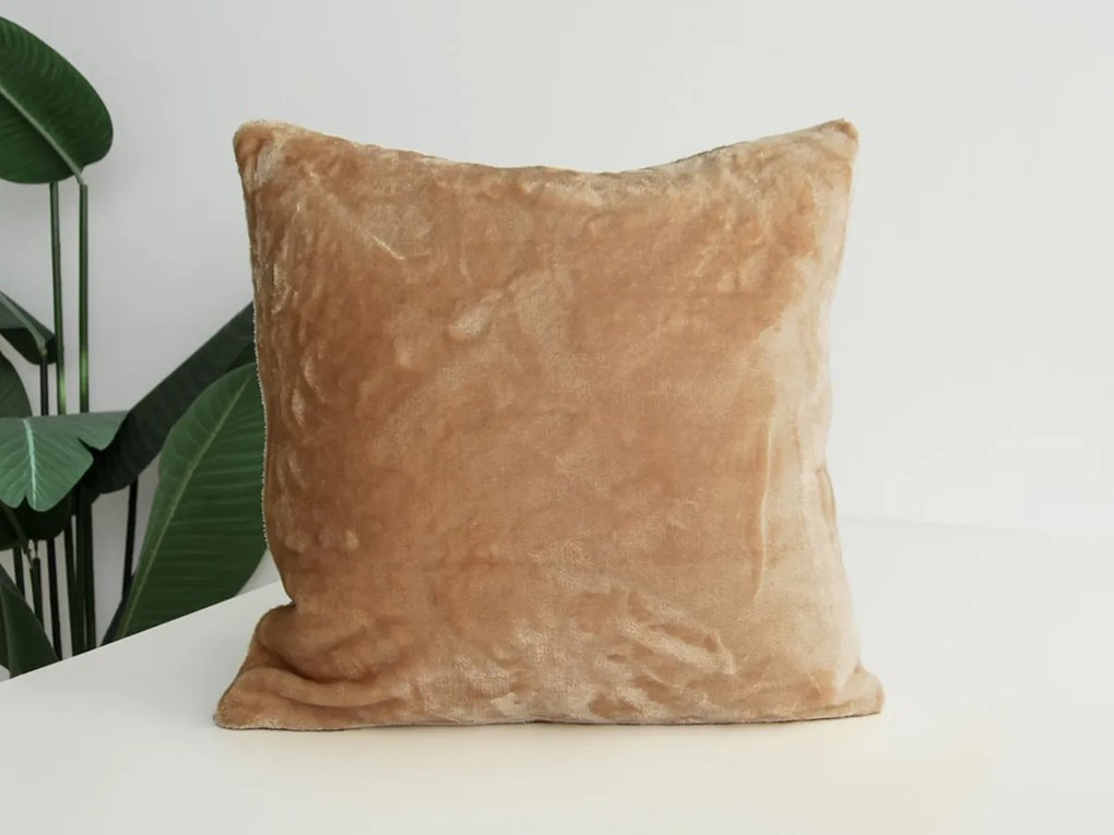 XPOSE® Mikroplyšová obliečka na vankúš - hnedá 50x50 cm