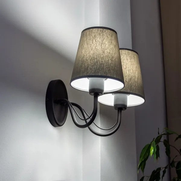 Nástenné svietidlo MALBO 2xE27/15W/230V sivá/čierna