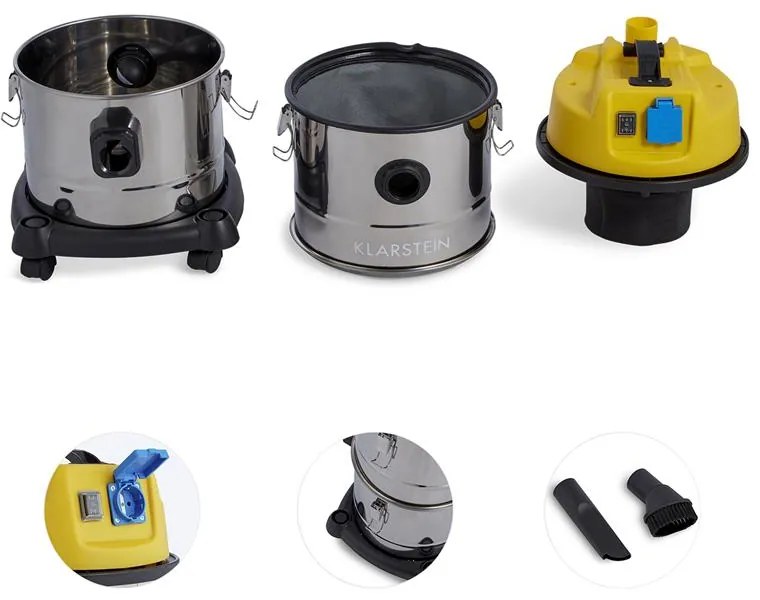Klarstein Reinraum 3-in-1, priemyselný vysávač, 1800 W, 30 l, ušľachtilá oceľ