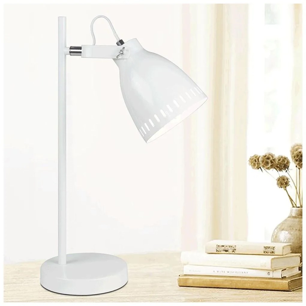 Stolná lampa, biela/kov, AIDEN TYP 1