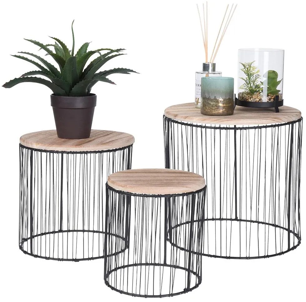 STOJAN NA KVETINÁČ SIA SADA 3KS 29X28 CM+24X23 CM+21X19 CM ČIERNA/HNEDÁ