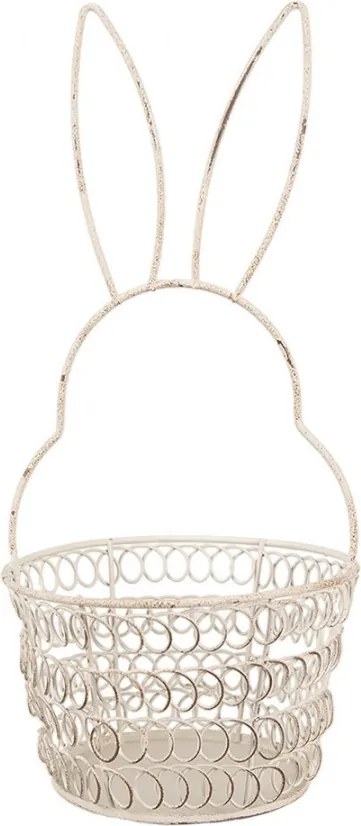Biely drôtený dekoračný košík králik Bunny S - Ø 12*27 cm