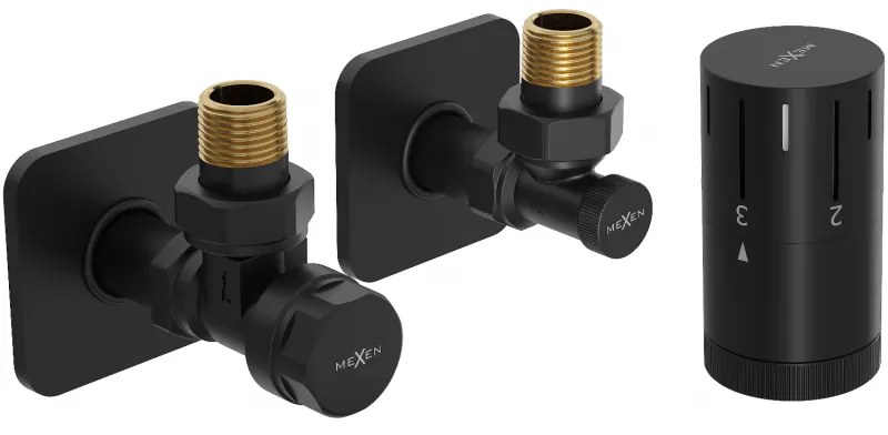 Mexen G05, uhlová termostatická súprava s hranatou krytkou, čierna matná, W901-958-909-70
