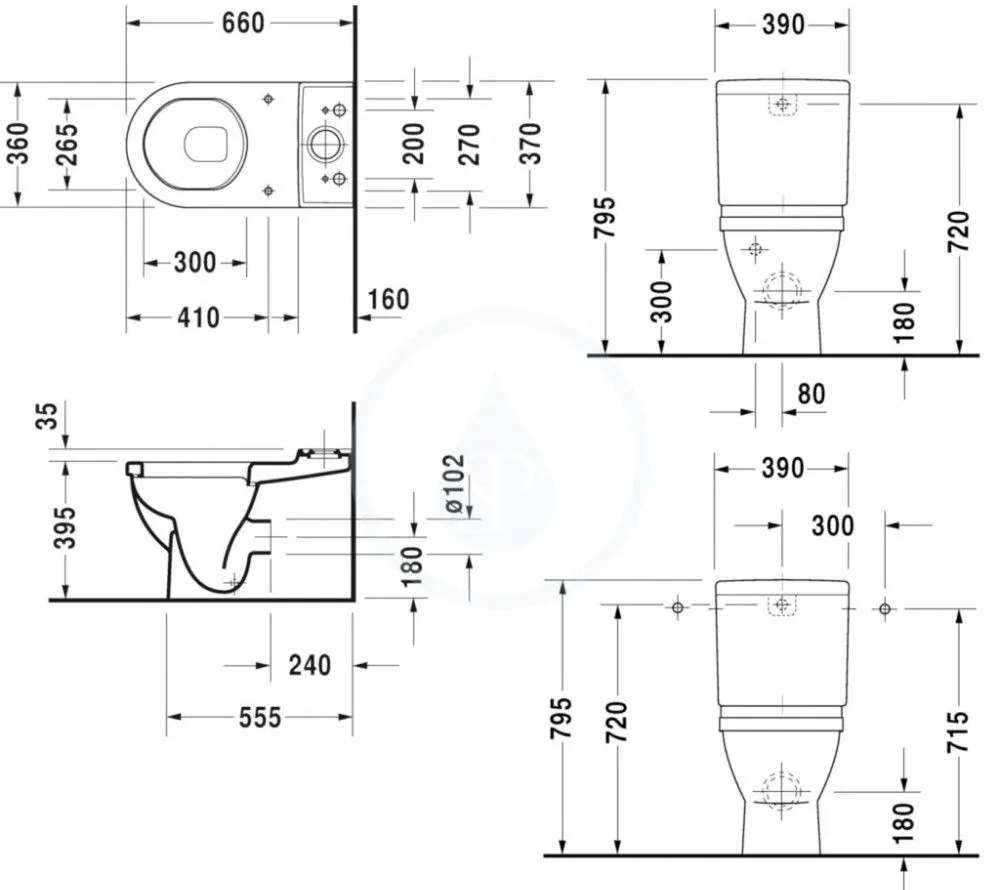 DURAVIT Starck 3 WC kombi misa, Vario odpad, biela, 0128090064