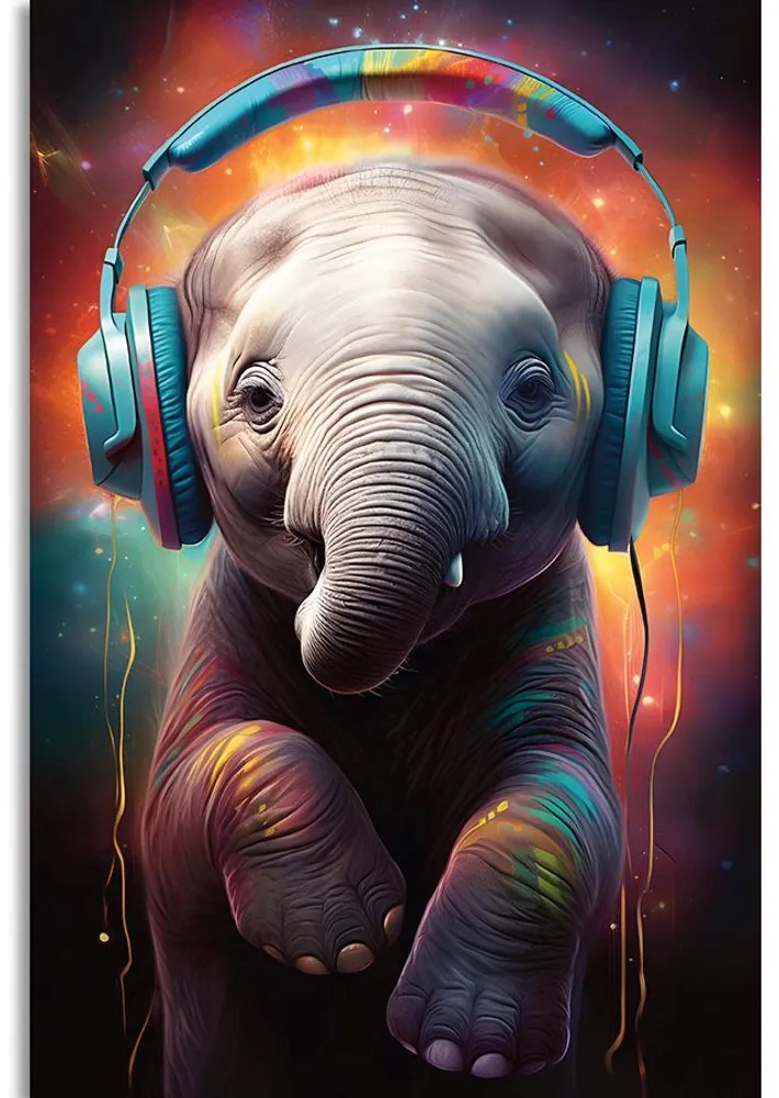 Obraz slon so slúchadlami