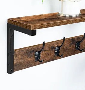 Nástenný predsieňový vešiak Vasagle Selvia čierny/hnedý