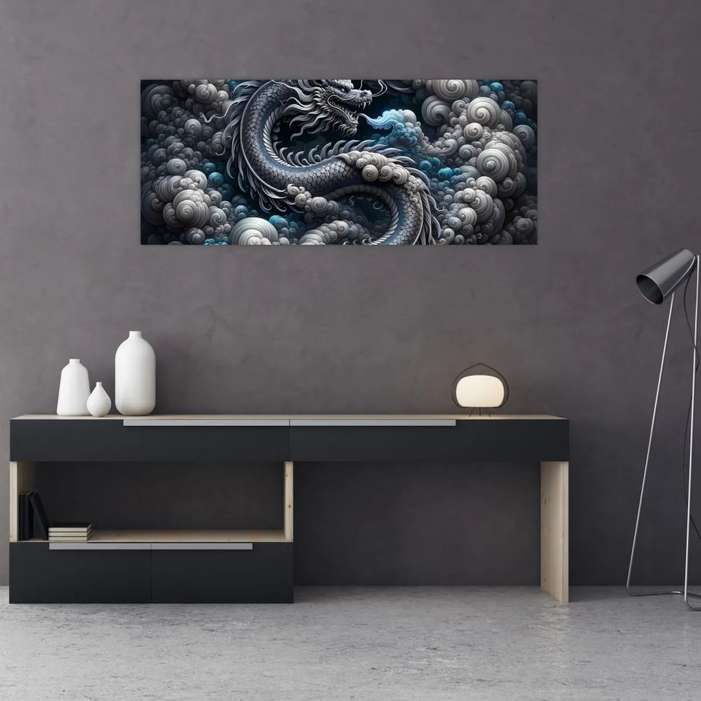 Obraz – Drak v dyme (120x50 cm)