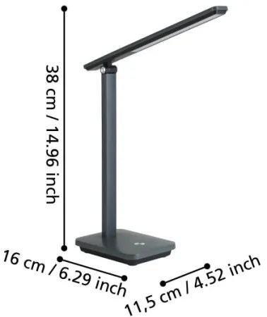 Eglo 900957-LED Stmievateľná nabíjacia stolná lampa INIESTA 3,6W/5V 1800mAh šedá