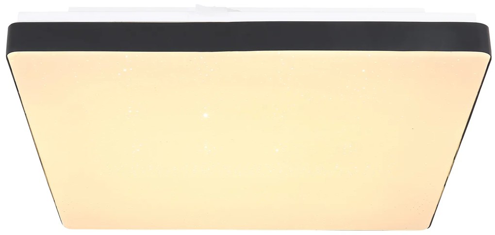 GLOBO Moderné stropné svietidlo LED RAINA, 12 W, teplá biela, 33x33 cm, štvorcový tvar, čierna farba