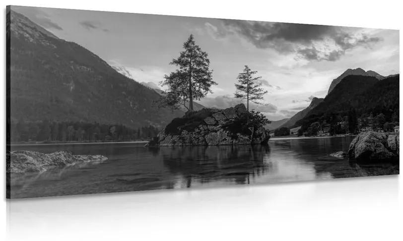 Obraz čiernobiela horská krajina pri jazere Varianta: 120x60