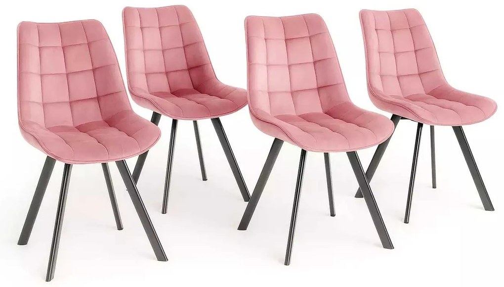 LuxuryForm DESIGN Stolička ORLEN VELUR - ružová - SET 4 ks