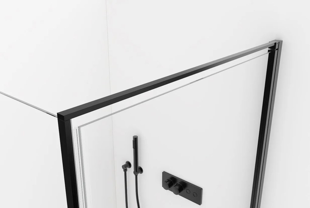 Cerano Porte, 1-krídlový sprchovací kút 80x100 cm, 8mm číre sklo, čierny profil, CER-CER-413570
