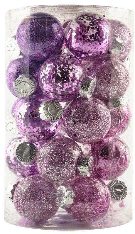 DECOLED Súprava ozdôb, d. 6 cm, fialová